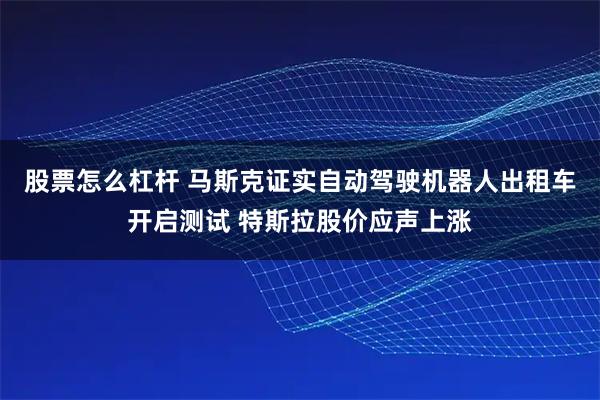 股票怎么杠杆 马斯克证实自动驾驶机器人出租车开启测试 特斯拉股价应声上涨